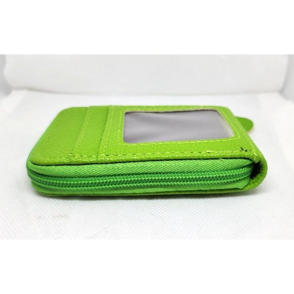 Green Mini Credit Card Case - Multi Card Slot Card Holder Wallet with ID Window - Picture 11 of 13